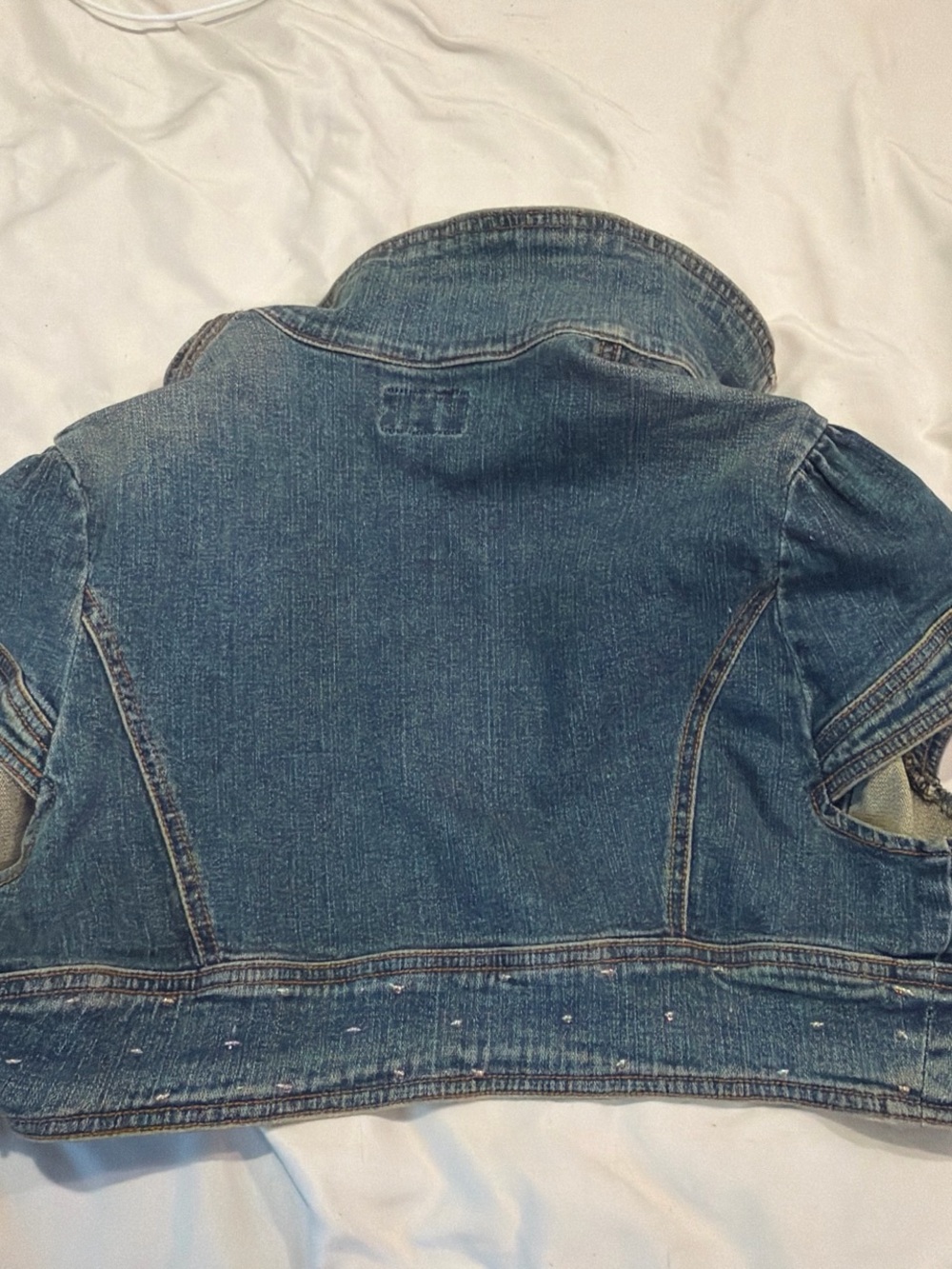 Nikibiki Women's Blue Cropped Denim Jacket with Sequin Trim - Picture 2 of 2